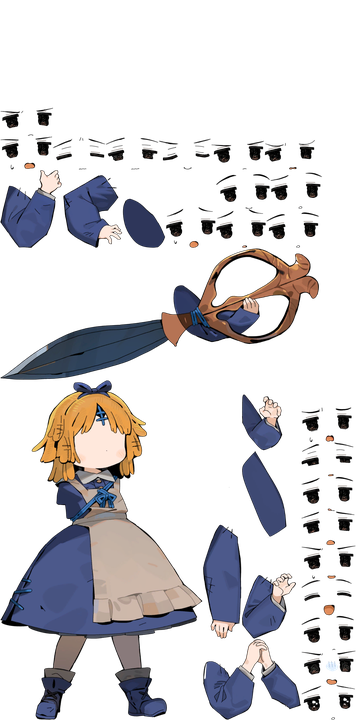 シルと巨大なハサミが描かれたキャラクター画像